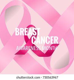 Breast Cancer Awareness Month background design. Breast cancer awareness pink ribbon. Vector Illustration.