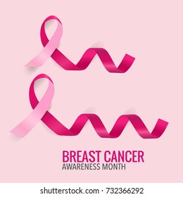 Breast Cancer Awareness Month background design. Breast cancer awareness pink ribbon. Vector Illustration.