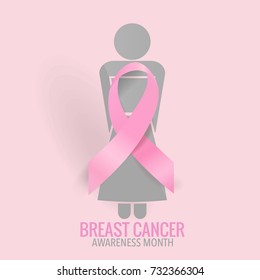 Breast Cancer Awareness Month background design. Breast cancer awareness pink ribbon. Vector Illustration.