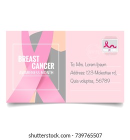 Breast Cancer Awareness Month background design. Breast cancer awareness pink ribbon. Vector Illustration.