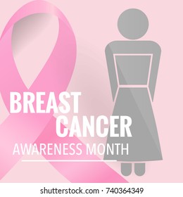 Breast Cancer Awareness Month background design. Breast cancer awareness pink ribbon. Vector Illustration.