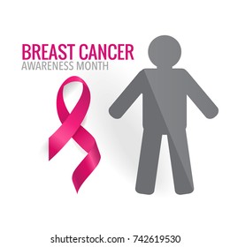 Breast Cancer Awareness Month background design. Breast cancer awareness pink ribbon. Vector Illustration.