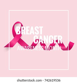 Breast Cancer Awareness Month background design. Breast cancer awareness pink ribbon. Vector Illustration.