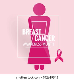 Breast Cancer Awareness Month background design. Breast cancer awareness pink ribbon. Vector Illustration.
