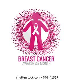 Breast Cancer Awareness Month background design. Breast cancer awareness pink ribbon. Vector Illustration.