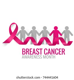 Breast Cancer Awareness Month background design. Breast cancer awareness pink ribbon. Vector Illustration.