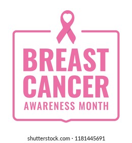 Breast cancer awareness month. Badge, stamp. Flat vector illustration on white background.