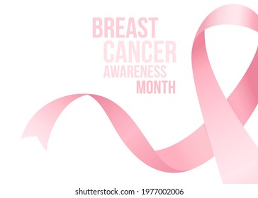 Breast cancer awareness month banner or poster design with pink silky ribbon. Vector illustration.