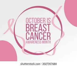 Breast Cancer awareness month. Banner  with pink ribbon awareness and text.  Vector illustration. 