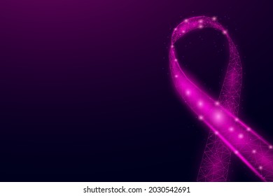 Breast Cancer awareness month. Banner  with pink ribbon awareness and text.  Vector illustration. 