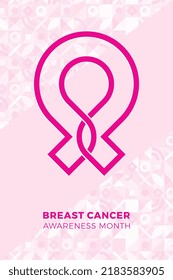 Breast Cancer Awareness Month banner design layout with pink ribbon and geometric pattern for greeting cards, posters, invitations, brochures. Modern vector editable background EPS 10