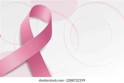 Breast Cancer awareness month. Banner with pink ribbon awareness. Vector illustration