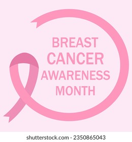 Breast Cancer Awareness Month banner. Pink ribbon and text. Poster, flyer, brochure template.