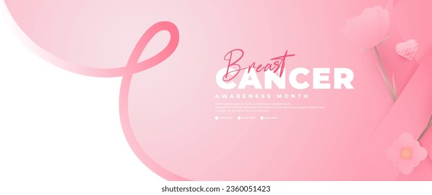 Breast Cancer Awareness Month banner, with pink ribbon elements