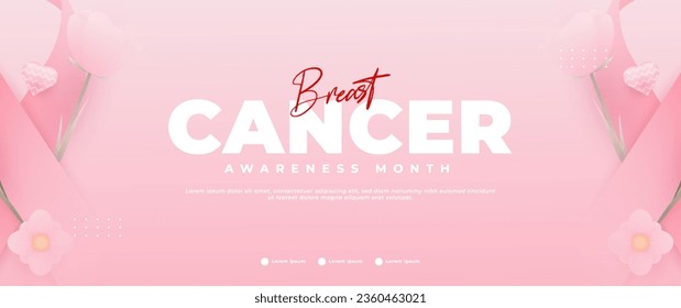 Breast Cancer Awareness Month banner, with pink ribbon elements