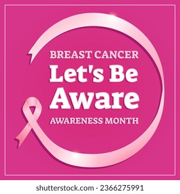 Breast cancer awareness month banner design with pink ribbon vector illustration.