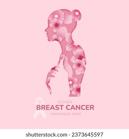 Breast cancer awareness month banner, with pink ribbon symbol. health care concept.