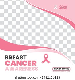 Breast Cancer Awareness Month banner, with pink ribbon, flower and cloud elements examination Mammography Ensuring Early Detection. Set of vector greeting cards, banners, post