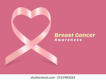 Breast Cancer Awareness Month banner in pink, and A Pink Heart ribbon with text stand for Breast cancer awareness concepts. A Breast Cancer Awareness Month Banner vector design