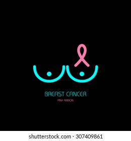 Breast Cancer Awareness Month Banner. Logo for poster. Message for women. Check yourself.