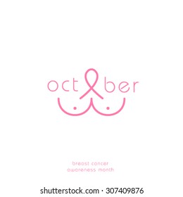 Breast Cancer Awareness Month Banner. Logo for poster. Message for women. Check yourself.