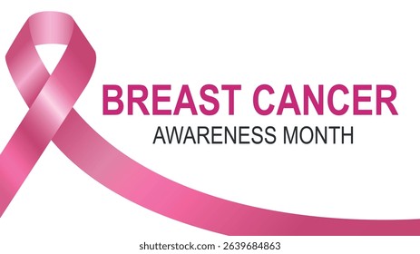 Breast Cancer awareness month (BCAM). Pink Awareness Ribbon on White Background. Raising awareness of Breast Cancer awareness campaigns observed every year in October. Banner, poster, card, background