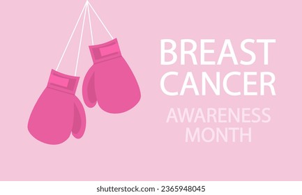 Breast cancer awareness month boxing gloves, vector art illustration.