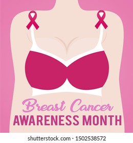 Breast cancer awareness month with bra vector illustration. svg