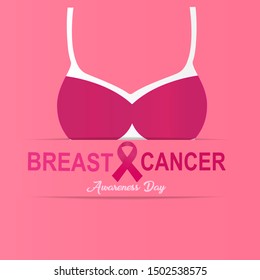 Breast cancer awareness month with bra vector illustration.