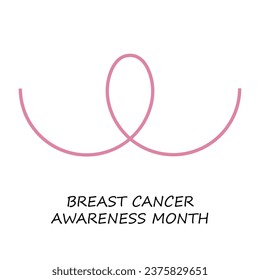 Breast Cancer awareness month card drawn in one continuous line. One line drawing, minimalism. Vector illustration.