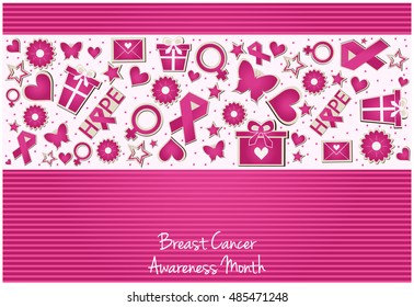 Breast cancer awareness month card or background. vector illustration.