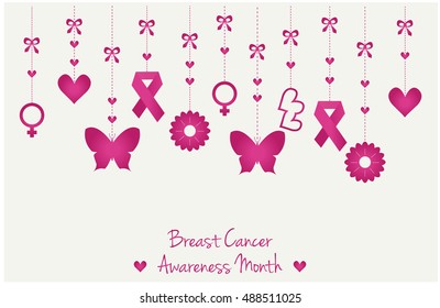 Breast Cancer awareness month card or background. vector illustration.