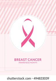 Breast cancer awareness month card. Pink ribbon campaign