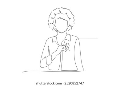 Breast cancer awareness month concept one-line drawing