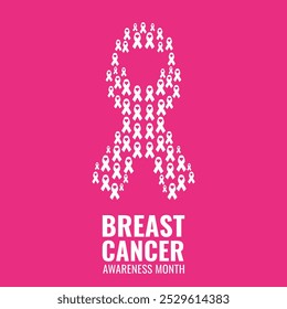 Breast cancer awareness month. Breast cancer awareness month creative poster, banner, social media post. October Breast Cancer Awareness Month with Pink Ribbon Symbol. vector illustration, BG.
