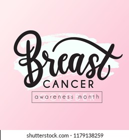 Breast cancer awareness month design with lettering. Vector illustration