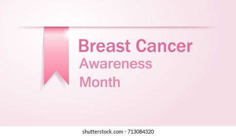 Breast Cancer Awareness Month design with pink ribbon bookmark. Vector illustration.