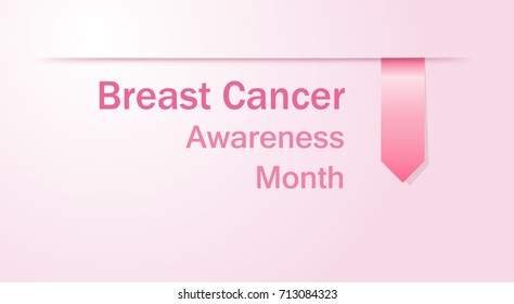 Breast Cancer Awareness Month design with pink ribbon bookmark. Vector illustration.