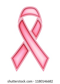 Breast Cancer Awareness Month Emblem. Elegant Pink Ribbon Symbol. Template for Banner, Poster, Invitation. Beautiful Concept Flyer. Vector Illustration