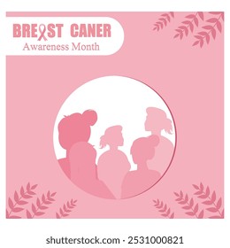  Breast Cancer Awareness Month. Flat vector modern illustration 