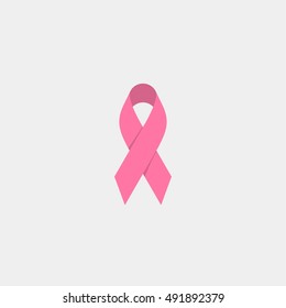 Breast cancer awareness month flat design ribbon icon