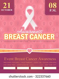 Breast Cancer Awareness Month Flyer, Poster - Activity, Events, Celebration, Announcement Vector Background 