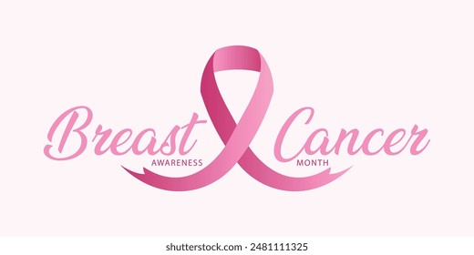 Breast cancer awareness month with gradient ribbon