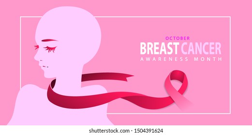 Breast Cancer awareness month greeting card illustration, can use for, landing page, template, ui, web, mobile app, poster, banner, flyer, background