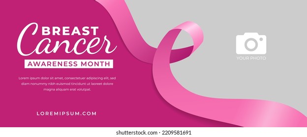 Breast cancer awareness month horizontal banner template design