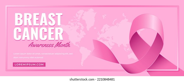 Breast cancer awareness month horizontal banner template design