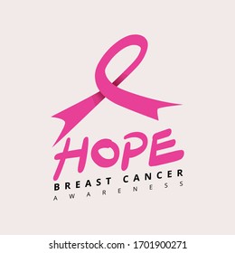 Breast Cancer Awareness month illustration of pink ribbon background and ribbon text quote for health care support.