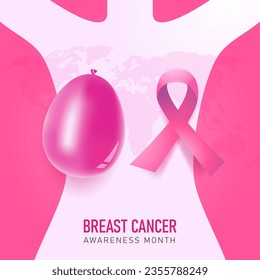 Breast Cancer Awareness Month illustration with balloon