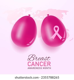 Breast Cancer Awareness Month illustration with balloons