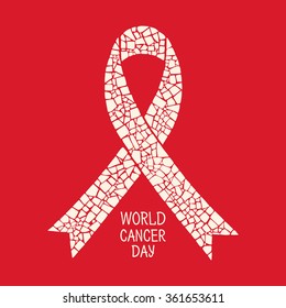 Breast Cancer Awareness month illustration on red background. Ribbon as a Cancer struggle symbol. .